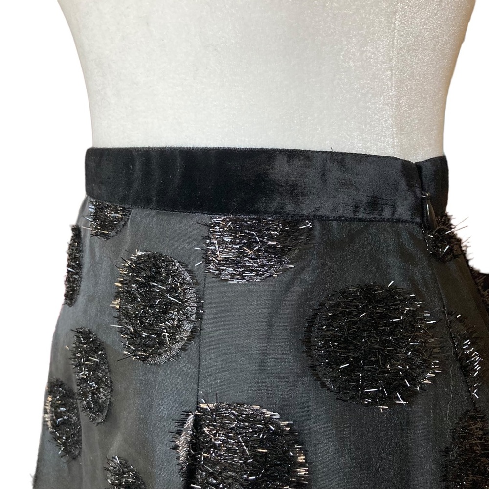 NWT RSVP by Talbots black A-line midi skirt with textured polka dots, Sz 4 - Picture 5 of 14